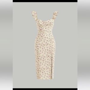 Floral print split thigh midi dress 💐